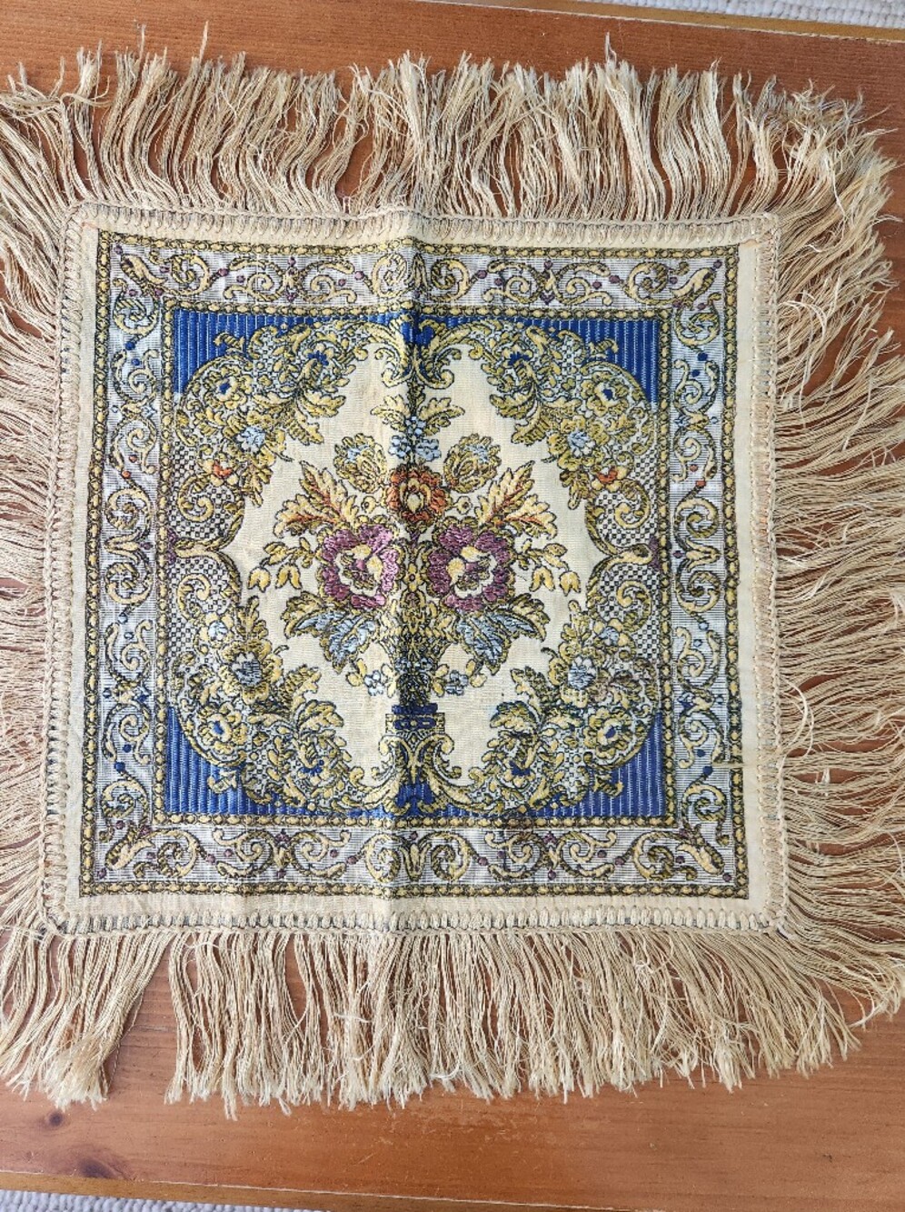 Ornate Floral Fringe Tapestry- Set Of 2